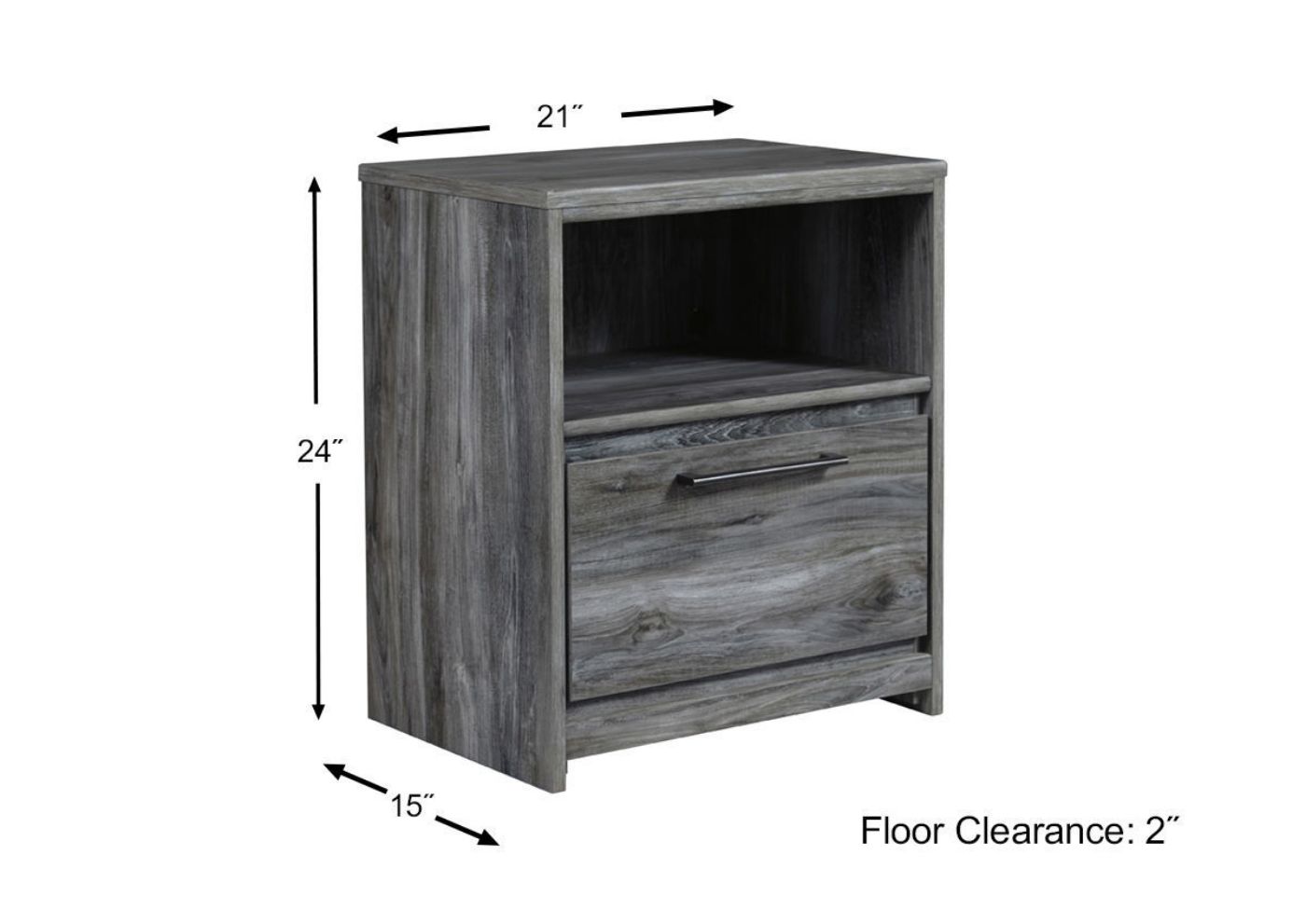 Dimension Details of the Baystorm Nightstand in Gray by Ashley Furniture | Home Furniture Plus Bedding
