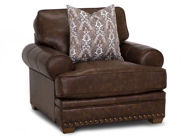Slightly Angled View of the Tula Leather Chair in Brown by Franklin Industries | Home Furniture Plus Bedding