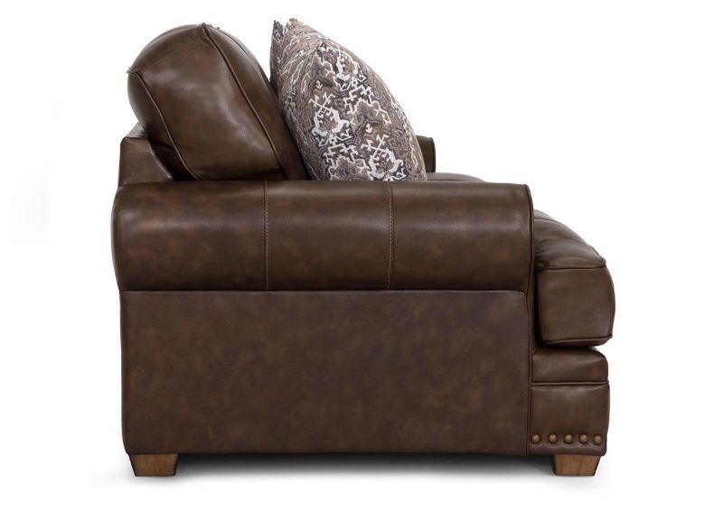 Side View of the  Tula Leather Loveseat in Brown by Franklin Industries | Home Furniture Plus Bedding