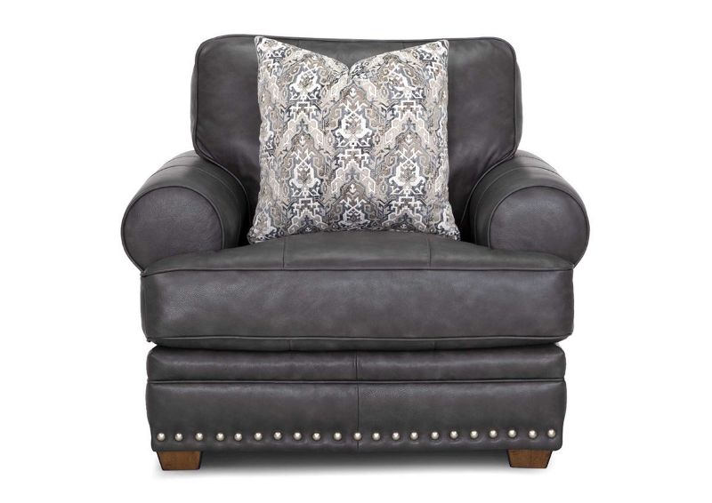 Front Facing View of the Della Leather Chair in Gray by Franklin Corporation | Home Furniture Plus Bedding