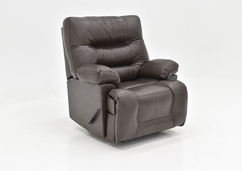 Slightly Angled View of the Boss Leather Rocker Recliner in Dark Chocolate by Franklin Corporation | Home Furniture Plus Bedding