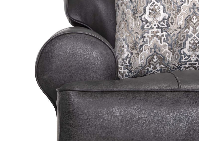 Front Facing View of the Rolled Arm on the Della Leather Chair in Gray by Franklin Corporation | Home Furniture Plus Bedding