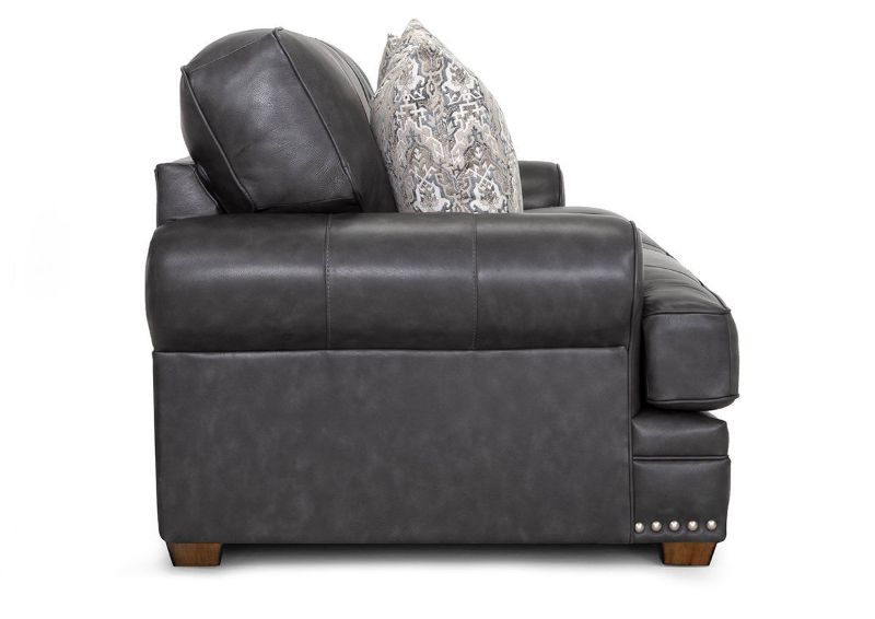 Side View of the Della Leather Chair in Gray by Franklin Corporation | Home Furniture Plus Bedding
