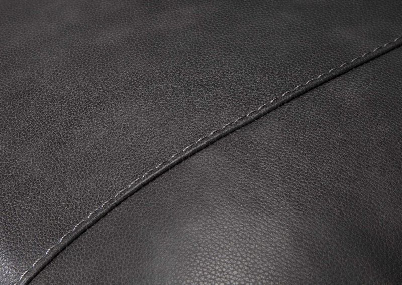 Close Up View of the Stitching on the Della Leather Ottoman in Gray by Franklin Corporation | Home Furniture Plus Bedding