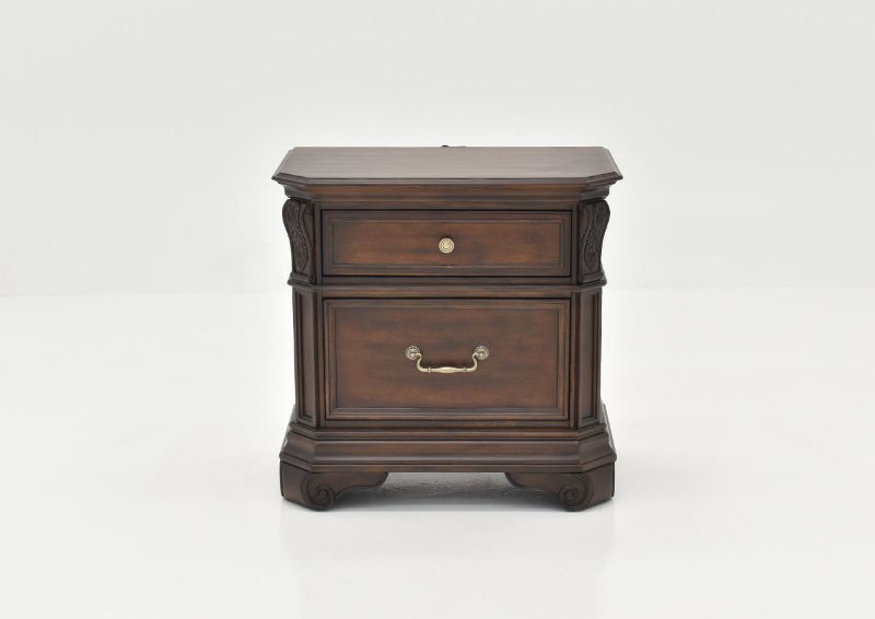 Front Facing View of the Devonshire Two Drawer Nightstand in Cherry Brown by Avalon Furniture | Home Furniture Plus Bedding