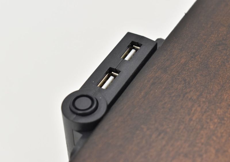 Close Up View of the USB Ports on the Devonshire Two Drawer Nightstand in Cherry Brown by Avalon Furniture | Home Furniture Plus Bedding