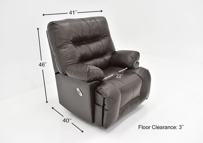 Dimension Details of the Boss POWER Leather Rocker Recliner in Dark Chocolate by Franklin Corporation | Home Furniture Plus Bedding