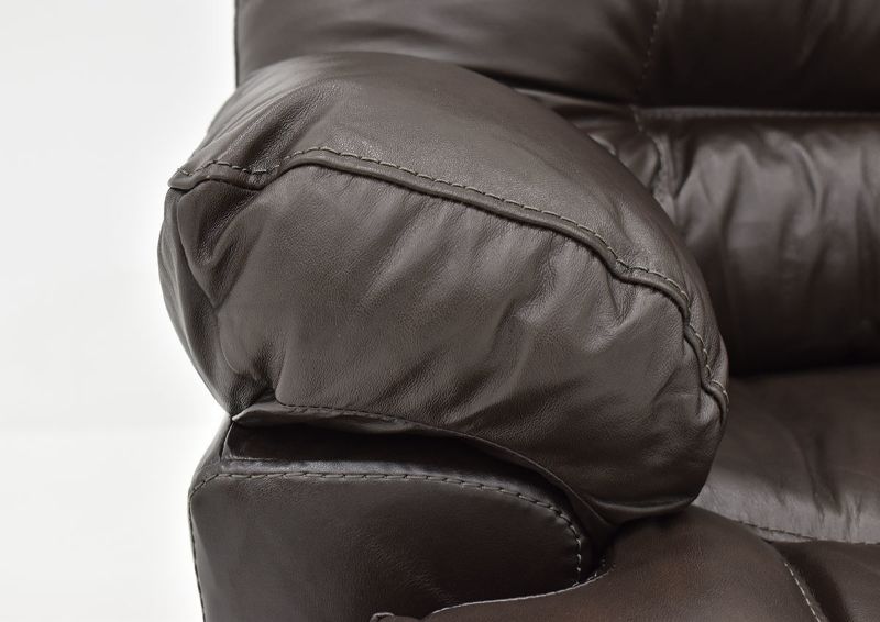Close Up View of the Armrest of the Boss POWER Leather Rocker Recliner in Dark Chocolate by Franklin Corporation | Home Furniture Plus Bedding