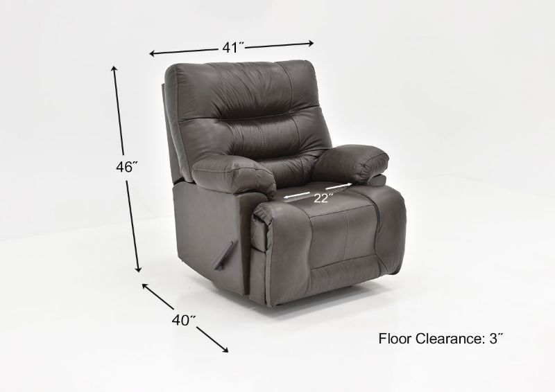Dimension Details of the Boss Leather Rocker Recliner in Dark Chocolate by Franklin Corporation | Home Furniture Plus Bedding