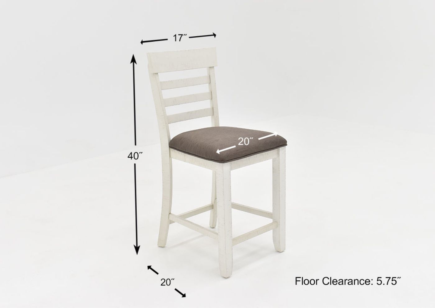 Dimension Details of the Chair in the Kirkland 6 Piece Counter Height Dining Table Set in White by Standard | Home Furniture Plus Bedding
