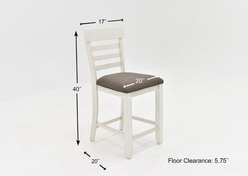 Dimension Details of the Chair in the Kirkland 6 Piece Counter Height Dining Table Set in White by Standard | Home Furniture Plus Bedding