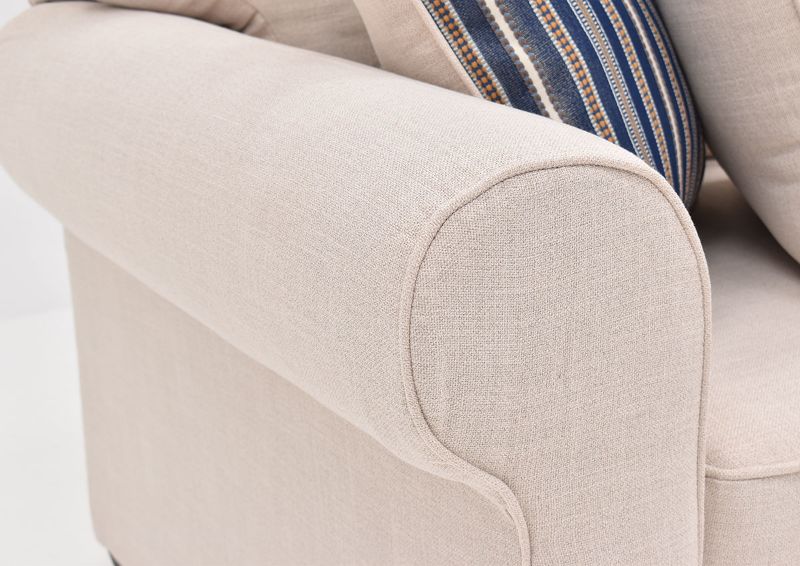 Close Up View of the Rolled Arm on the Marie Sofa in Off-White by Washington Brothers | Home Furniture Plus Bedding