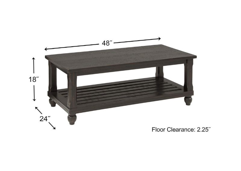 Dimension Details of the Black Mallacar Coffee Table by Ashley Furniture | Home Furniture Plus Bedding