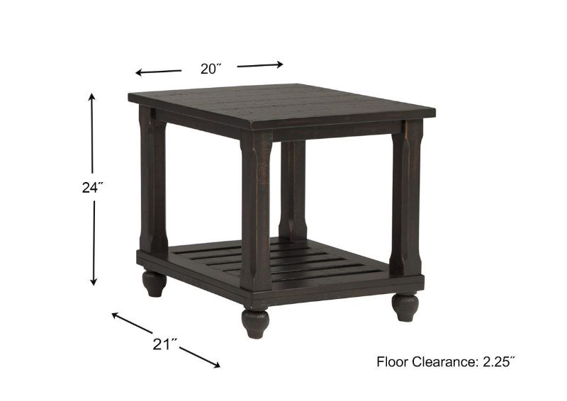 Dimension Details of the Black Mallacar Endtable by Ashley Furniture | Home Furniture Plus Bedding