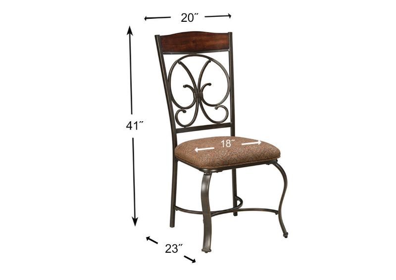 Dimension Details of the Glambrey Dining Chair in Brown by Ashley Furniture | Home Furniture Plus Bedding