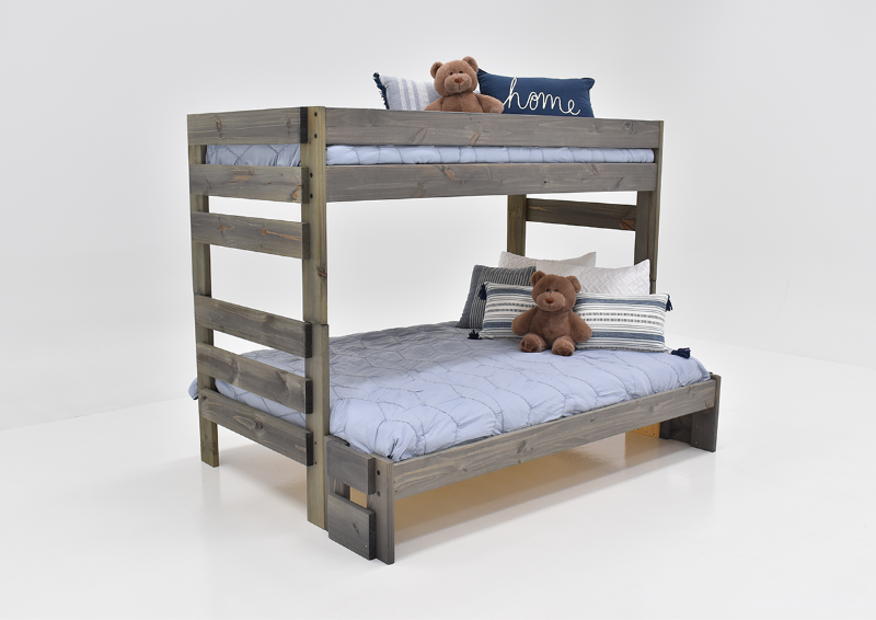 Slightly Angled View of the Duncan Twin over Full Size Bunk Bed by Pine Crafter | Home Furniture Plus Bedding