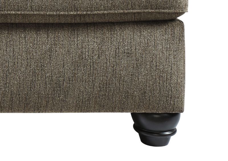 Close Up View of the Foot on the Braemer Loveseat in Brown by Ashley Furniture | Home Furniture Plus Bedding