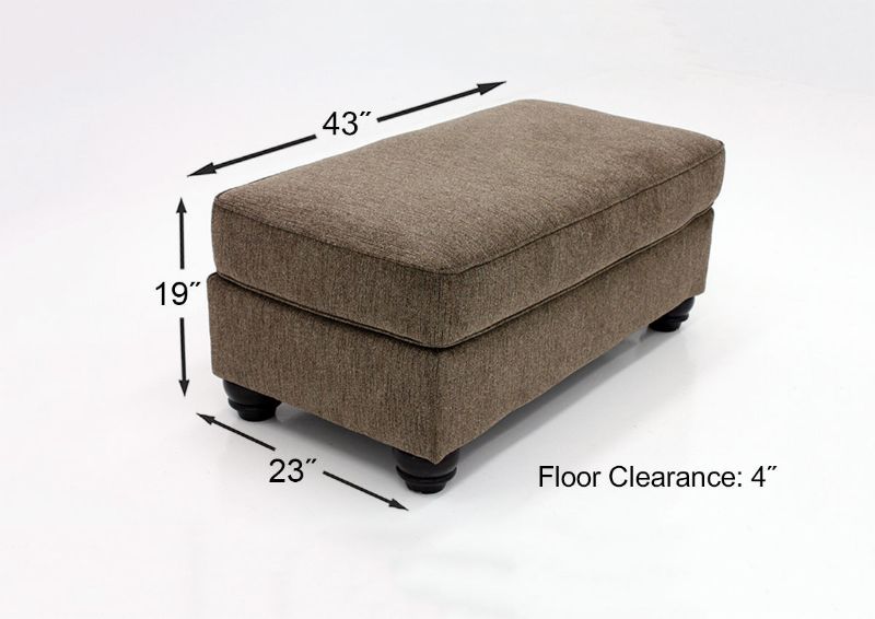 Dimension Details of the Braemer Ottoman in Brown by Ashley Furniture | Home Furniture Plus Bedding