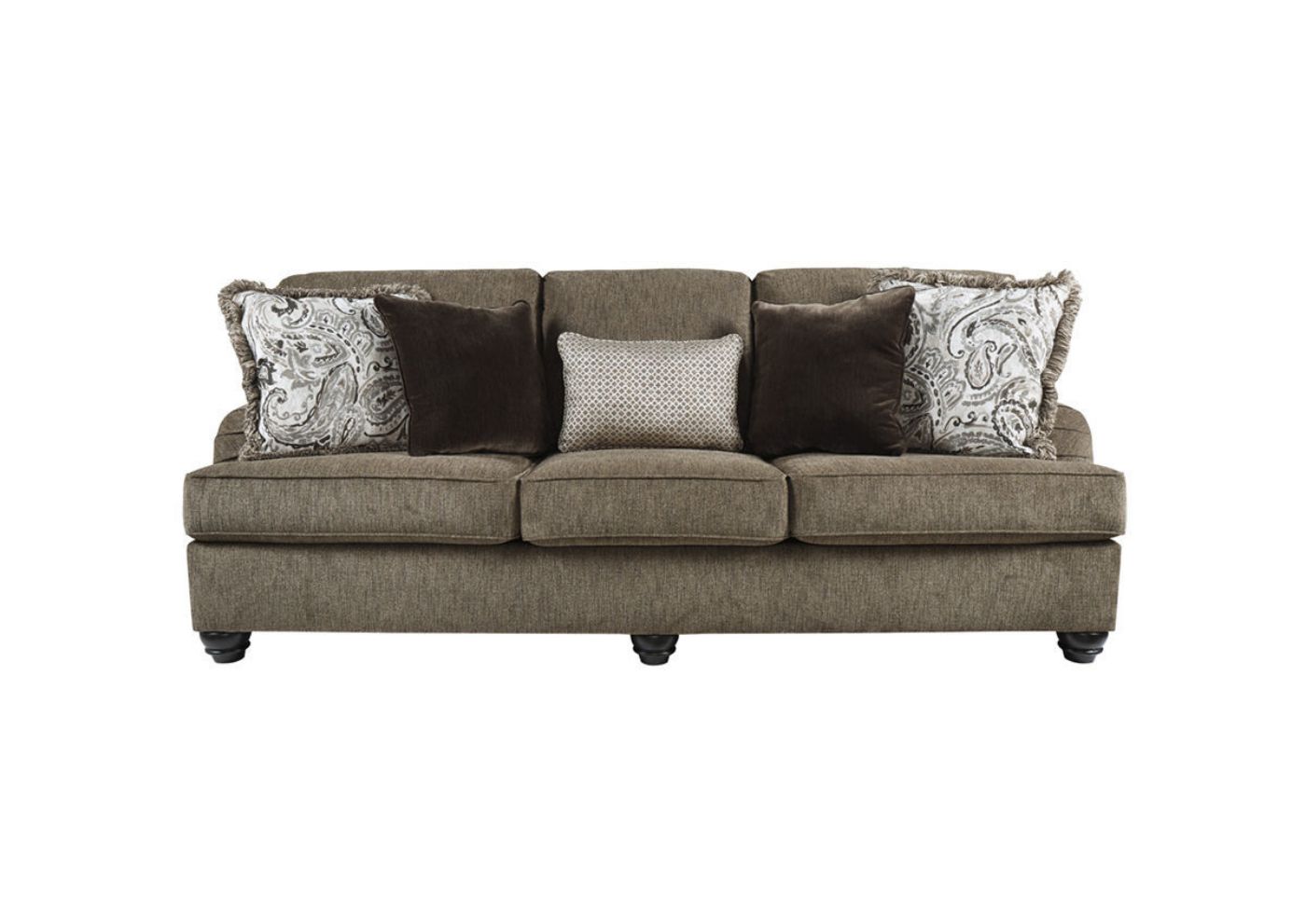 Front Facing View of the Braemer Sofa in Brown by Ashley Furniture | Home Furniture Plus Bedding