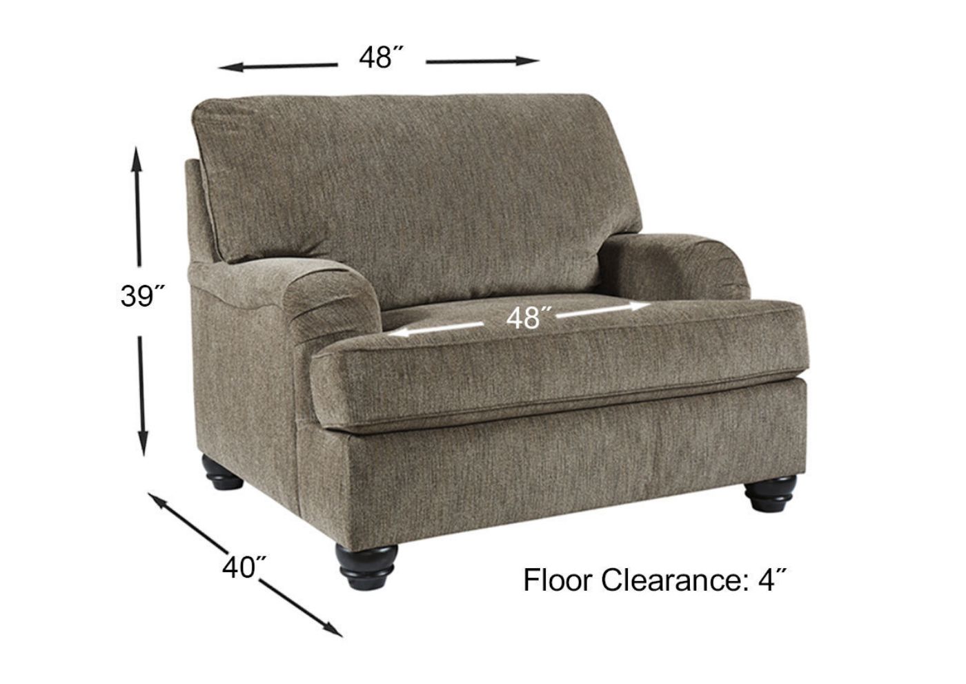 Dimension Details of the Braemer Chair in Brown by Ashley Furniture | Home Furniture Plus Bedding