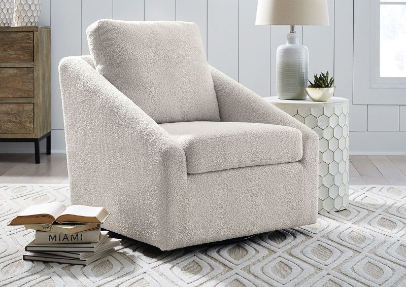 Room View of the Wysler Swivel Accent Chair in Off-White by Ashley Furniture | Home Furniture Plus Bedding