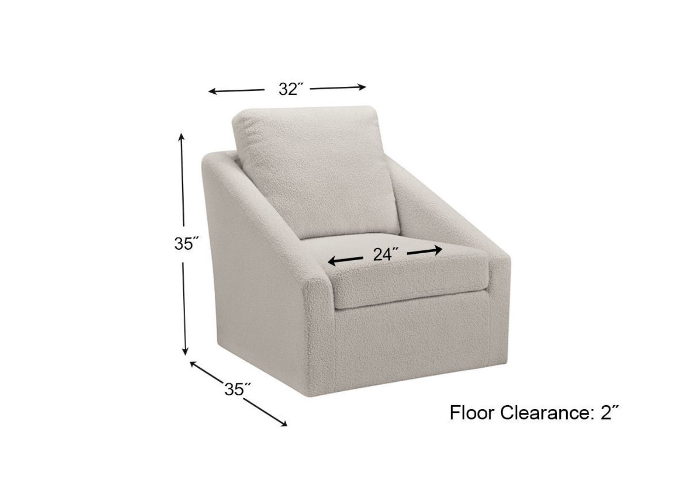 Dimension Details of the Wysler Swivel Accent Chair in Off-White by Ashley Furniture | Home Furniture Plus Bedding