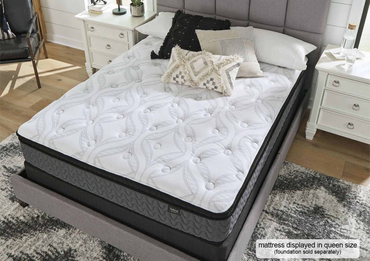 Slightly Angled Overhead  Room View of the Peak 12 Inch Hybrid Mattress by Sierra Sleep | Home Furniture Plus Bedding