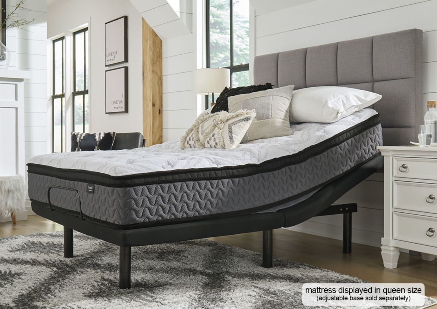 Slightly Angled Room View of the Peak 12 Inch Hybrid Mattress with Adjustable Base (sold separately) by Sierra Sleep | Home Furniture Plus Bedding