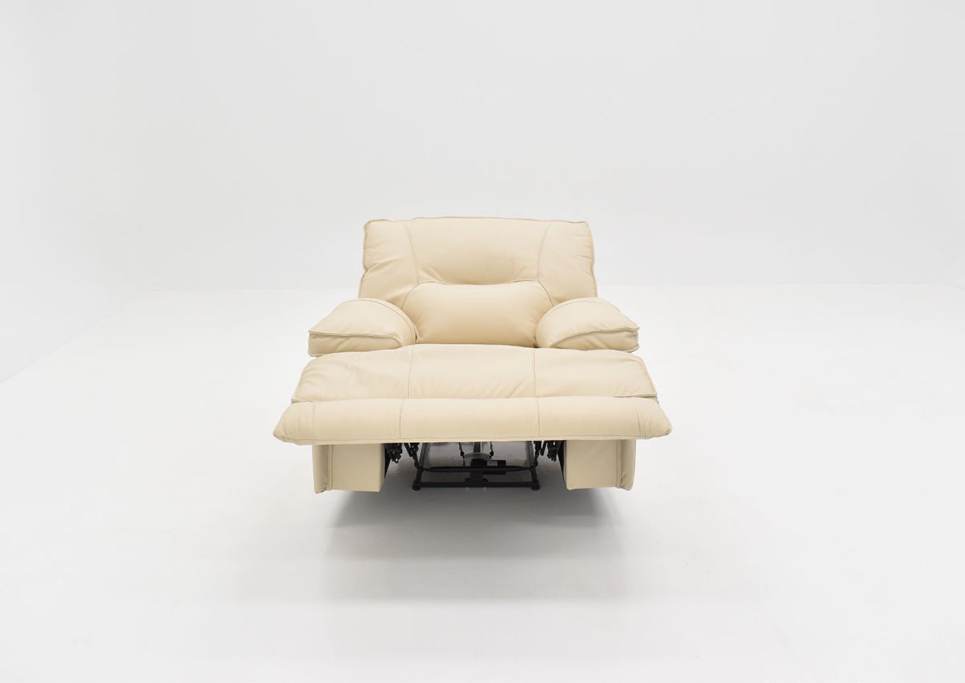 Pinson Power Activated Recliner, Off White, Head-On View in Reclining Position | Home Furniture Plus Bedding
