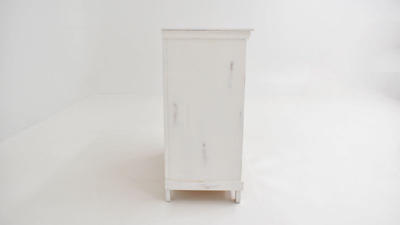 Side View of the Brocade 2 Door Mirrored Console Cabinet in White by Vintage Furniture | Home Furniture Plus Bedding