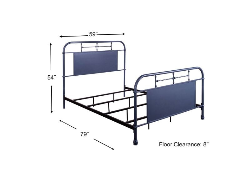 Dimension Details of the Vintage Full Size Metal Bed in Navy by Liberty Furniture | Home Furniture Plus Bedding