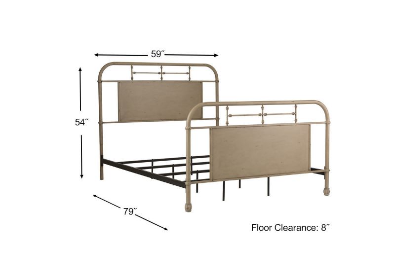 Dimension Details of the Vintage Full Size Metal Bed in Cream by Liberty Furniture | Home Furniture Plus Bedding