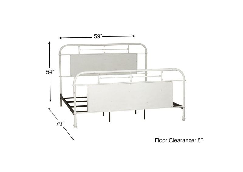 Dimension Details of the Vintage Full Size Metal Bed in White by Liberty Furniture | Home Furniture Plus Bedding