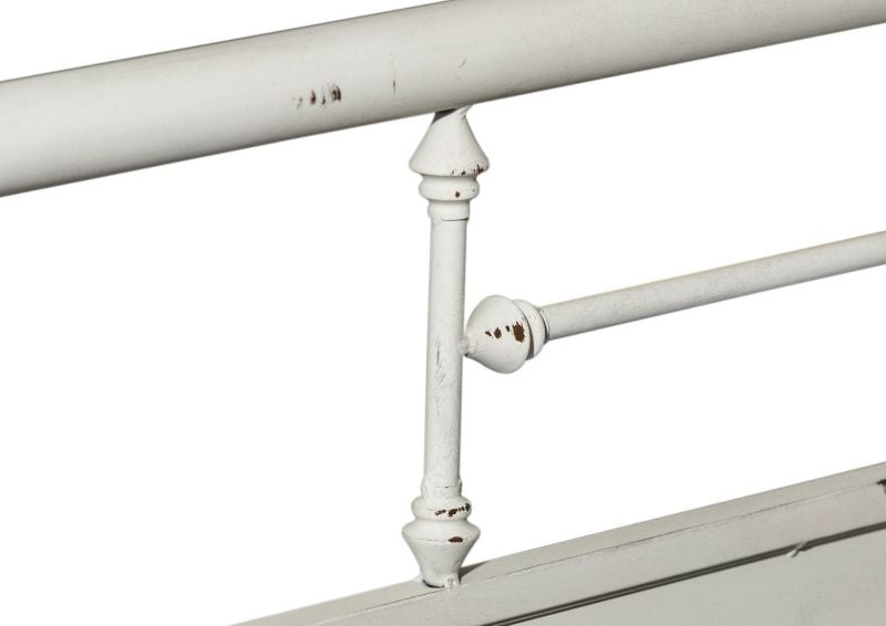 	View of the Turned Spindle on the Vintage Full Size Metal Bed in White by Liberty Furniture | Home Furniture Plus Bedding