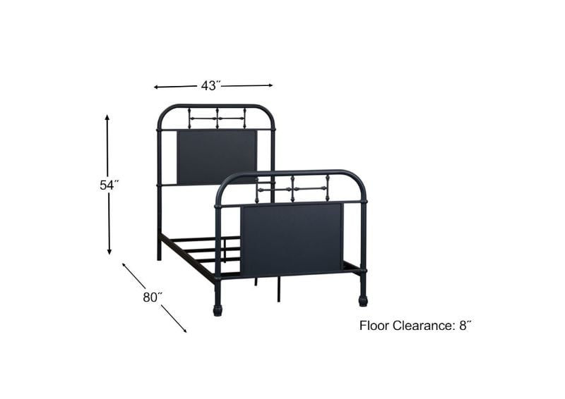 Dimension Details of the Vintage Twin Size Metal Bed in Navy by Liberty Furniture | Home Furniture Plus Bedding