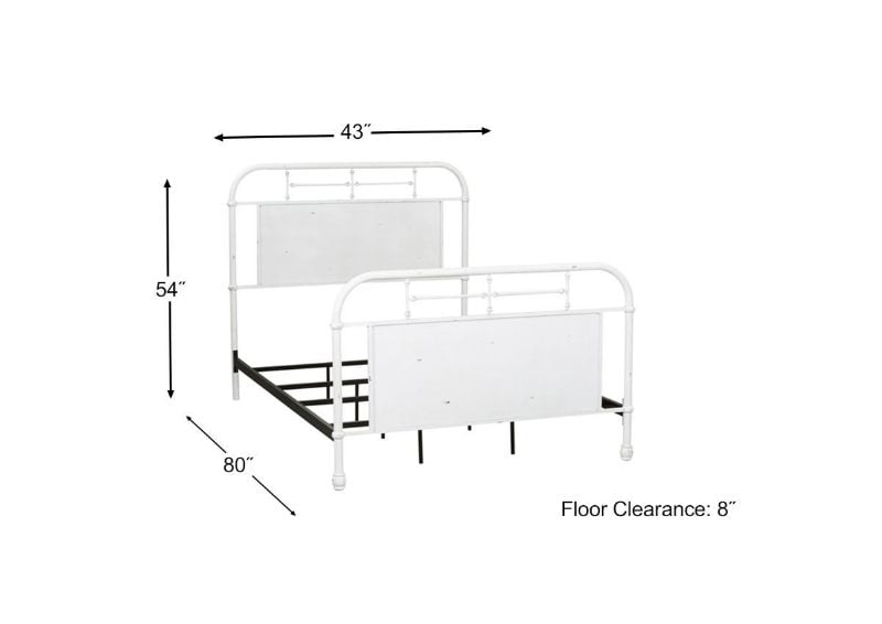 Dimension Details of the Vintage Twin Size Metal Bed in White by Liberty Furniture | Home Furniture Plus Bedding