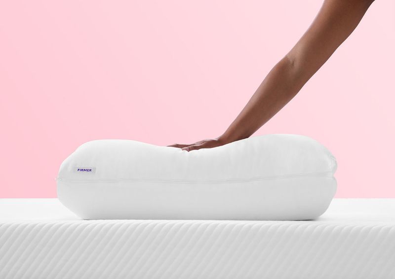 View of Hand Pressing Down on the Purple Cloud Standard Pillow | Home Furniture Plus Bedding