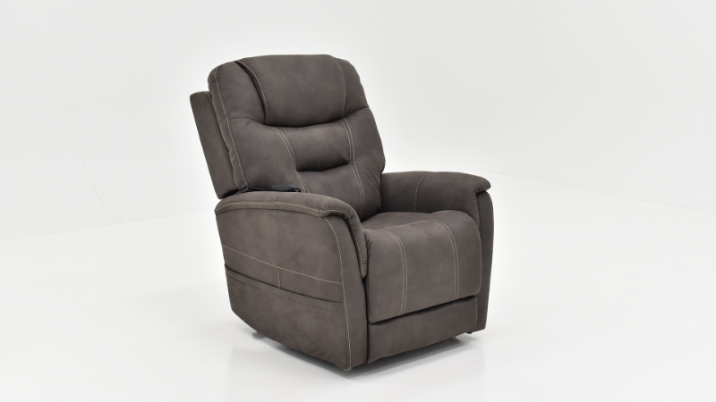 Slightly Angled View of the Mega Motion Lift Chair in Dark Gray | Home Furniture Plus Bedding