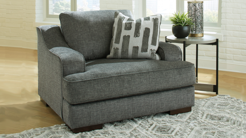 Lessinger Chair by Ashley Furniture with Gray Upholstery in a Room Setting | Home Furniture Plus Bedding