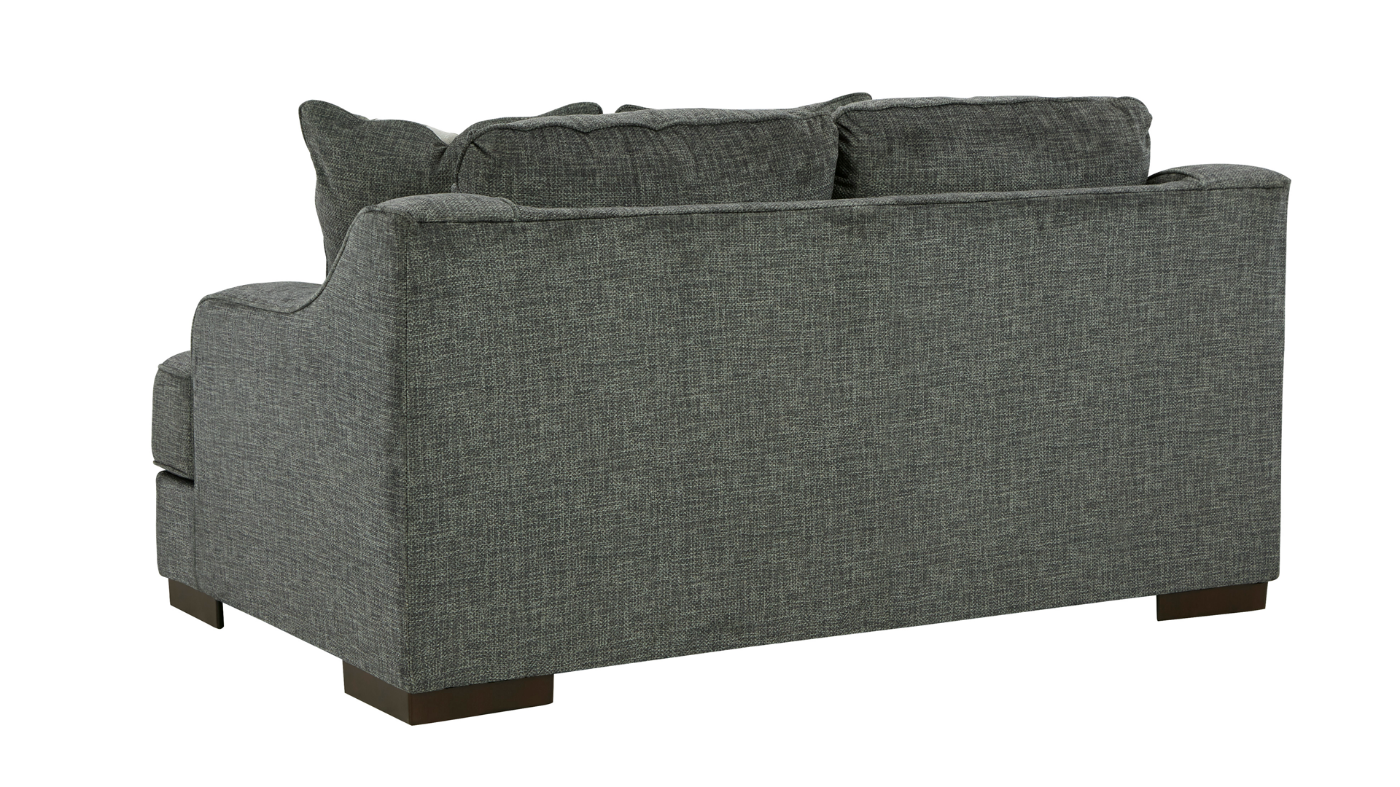 Lessinger Loveseat with Pewter Gray Upholstery Back View | Home Furniture Plus Bedding