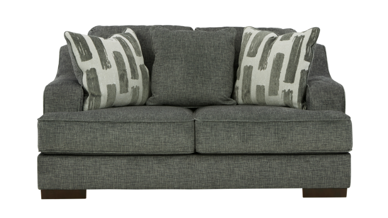Lessinger Loveseat with Pewter Gray Upholstery Front Facing | Home Furniture Plus Bedding