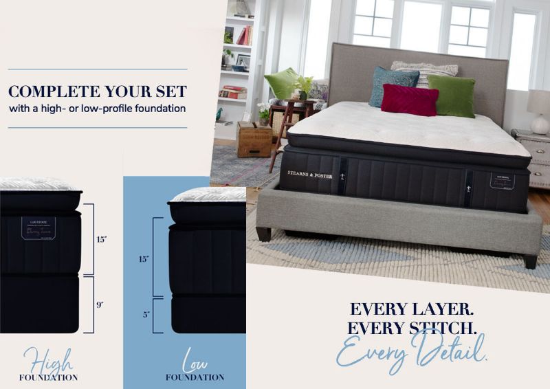 Stationary Foundation Options for the  Cassatt Luxury Plush Pillowtop Mattress by Stearns & Foster® | Home Furniture Plus Bedding