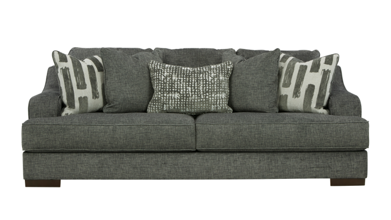 Lessinger Sofa with Pewter Gray Upholstery Front View | Home Furniture Plus Bedding	