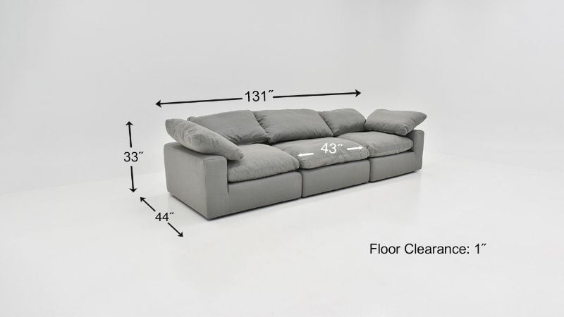 Dimension Details of the Cloud Sofa in Gray by KUKA Home | Home Furniture Plus Bedding