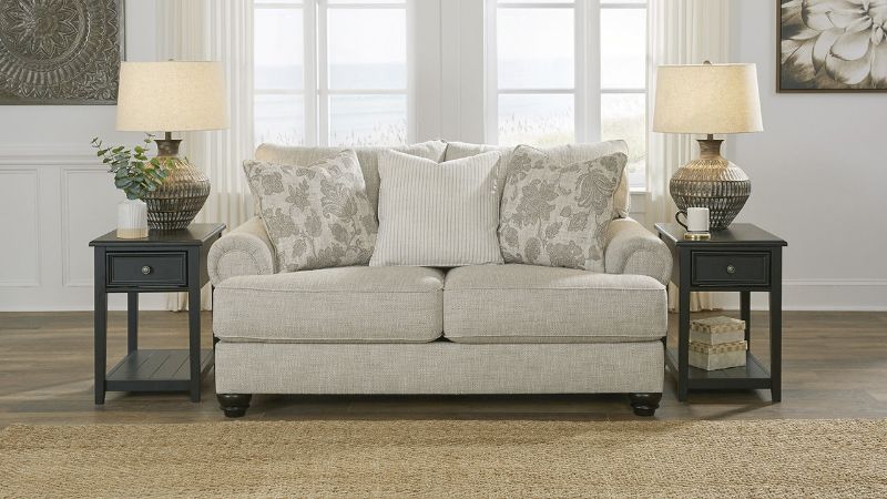Room View of the Asanti Loveseat in Gray by Ashley Furniture | Home Furniture Plus Bedding