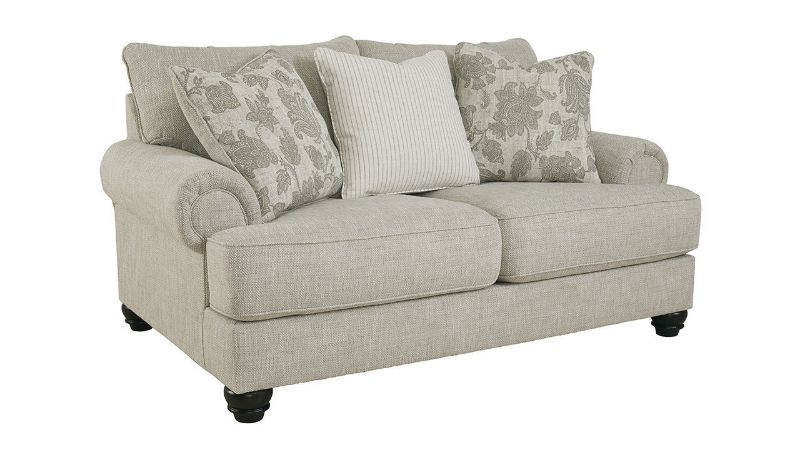 Slightly Angled  View of the Asanti Loveseat in Gray by Ashley Furniture | Home Furniture Plus Bedding