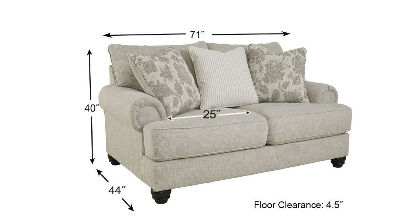 Dimension Details of the Asanti Loveseat in Gray by Ashley Furniture | Home Furniture Plus Bedding