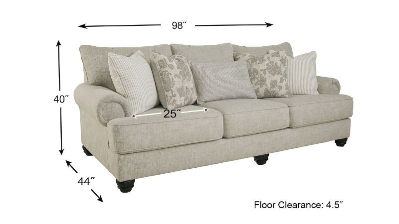 Dimension Details of the Asanti Sofa in Gray by Ashley Furniture | Home Furniture Plus Bedding