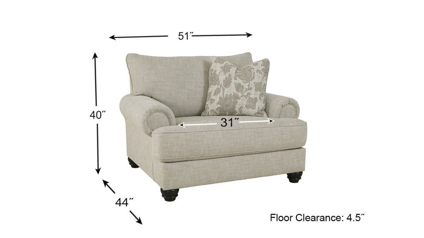 Dimension Details of the Asanti Oversized Chair in Gray by Ashley Furniture | Home Furniture Plus Bedding