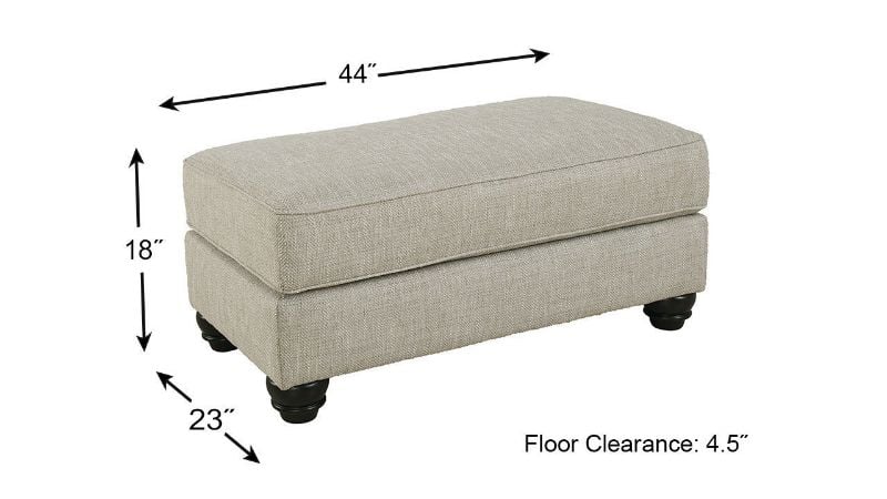 Dimension Details of the Asanti Ottoman in Gray by Ashley Furniture | Home Furniture Plus Bedding